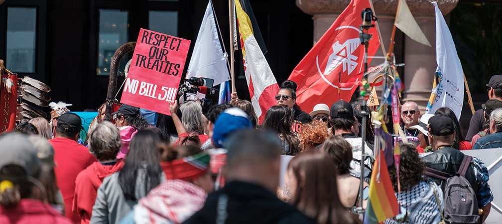 Indigenous and community opposition to Bill 5 rally