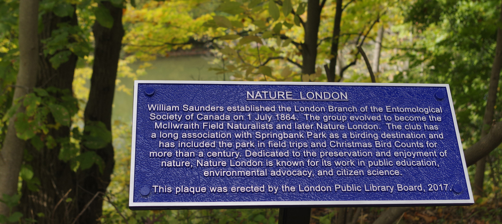 Nature London plaque Springbank Park